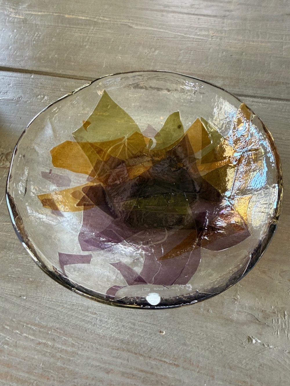 Murano Amber and Purple Layered Glass Bowl